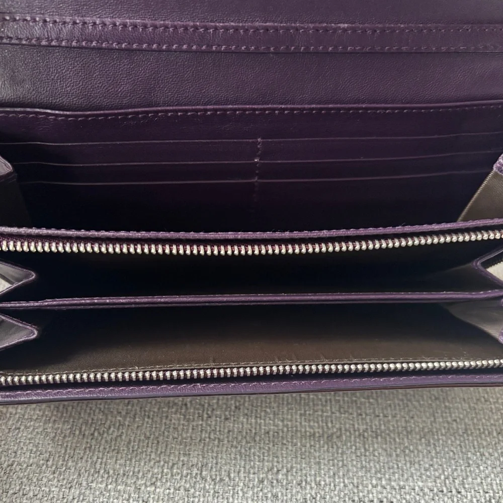 Christian Dior Patent Cannage Lady Dior Rendezvous Wallet dark purple